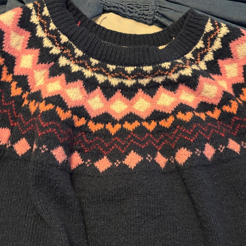 Wonder Nation Women's Black and Pink Patterned Sweater